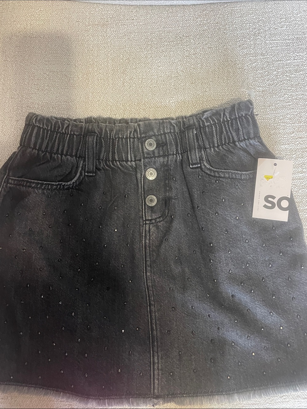 SO Black Studded High-Rise Denim Skirt
